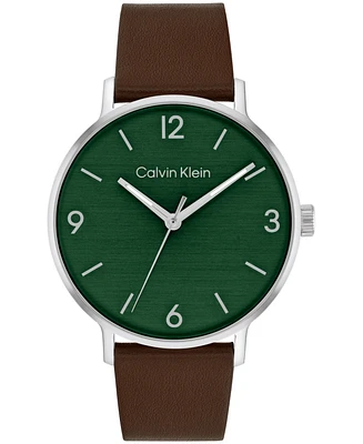 Calvin Klein Men's Modern Brown Leather Watch 42mm