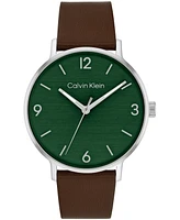 Calvin Klein Men's Modern Brown Leather Watch 42mm