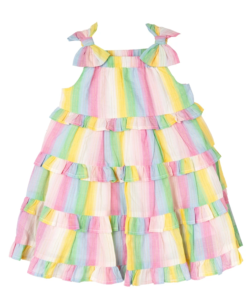 Rare Editions Baby Girl Striped Dress with Lurex