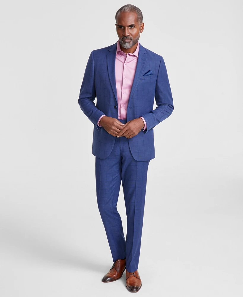Nick Graham Men's Slim-Fit Windowpane Check Suit