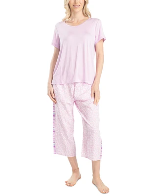 Muk Luks Women's 2-Pc. Coastal Life Cropped Pajamas Set