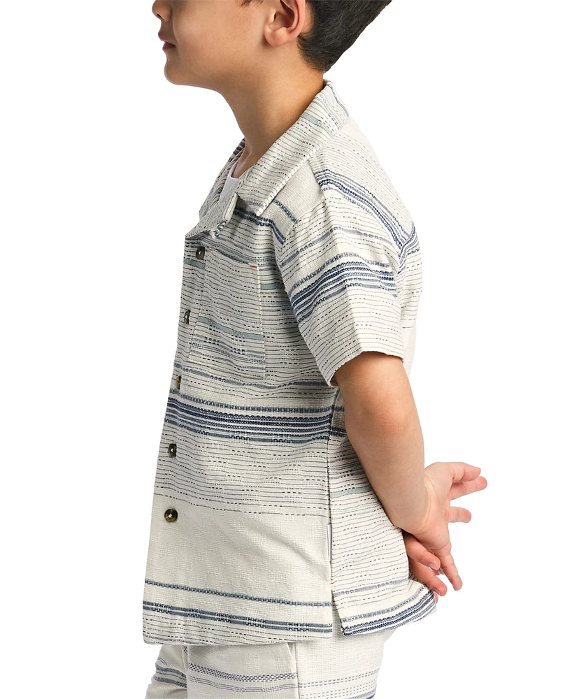 Sovereign Code Big Boys Textured Striped Button-Down Shirt