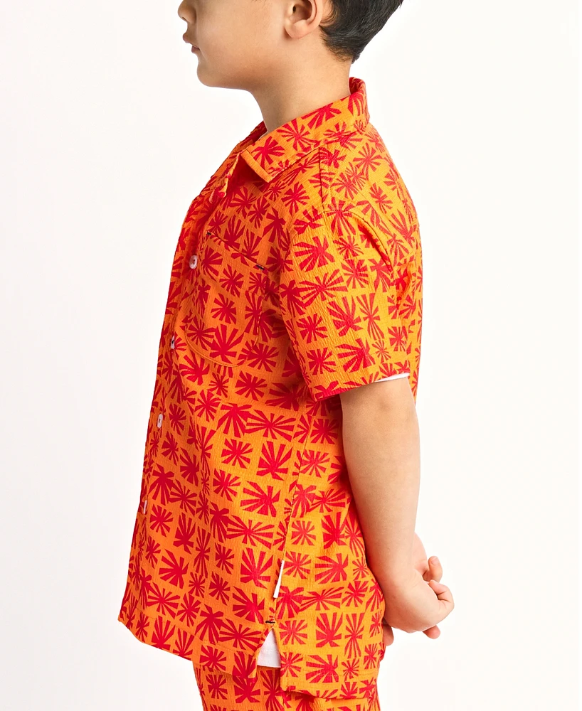 Sovereign Code Big Boys Printed Seersucker Short-Sleeve Button-Down Shirt