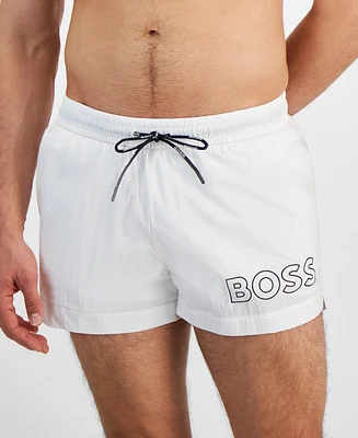 Boss by Hugo Men's Mooneye Outlined Logo Drawstring 3" Swim Trunks