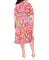 Msk Plus Paisley-Print Midi Dress