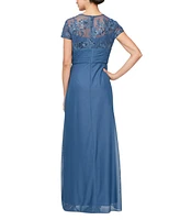 Alex Evenings Petite Sequin Embroidered-Lace Gown