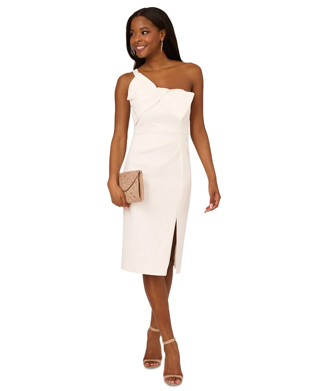 Adrianna Papell Women's Bow-Front One-Shoulder Dress | MainPlace Mall