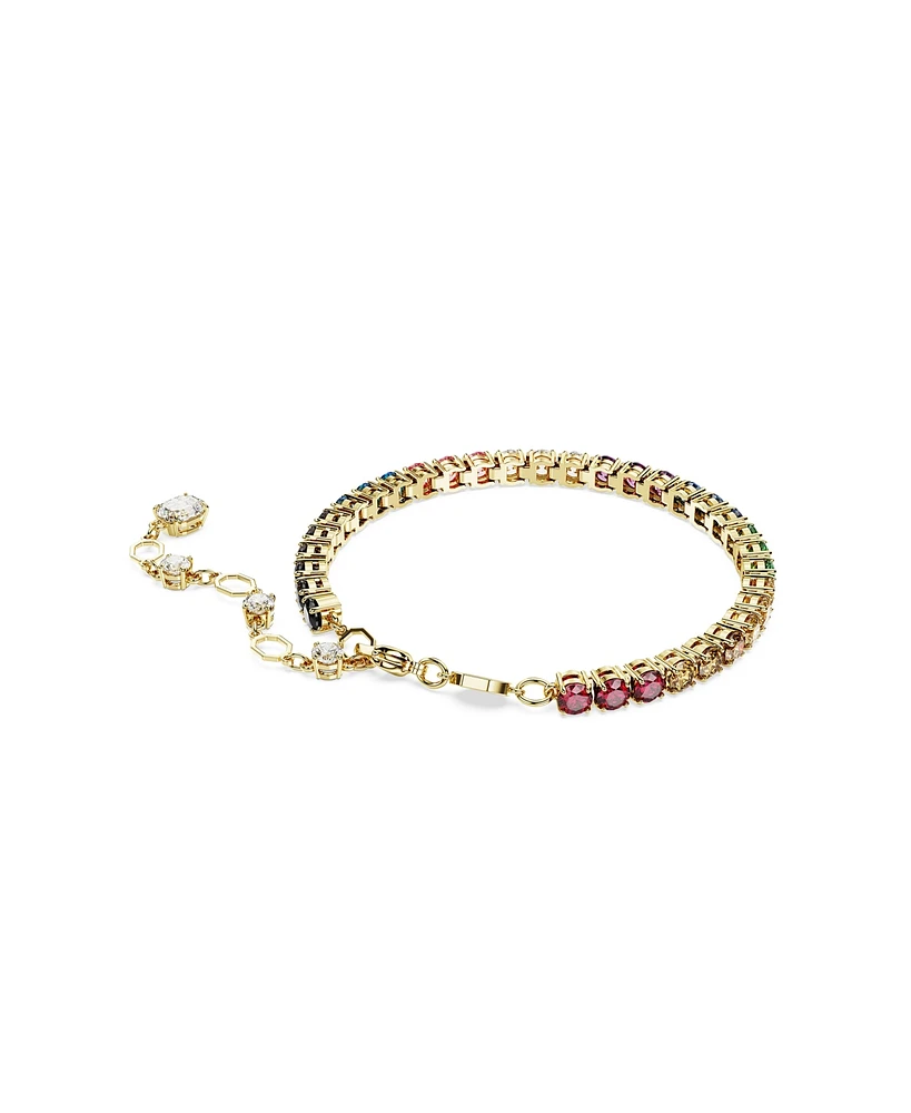 Swarovski Multicolored Round Cut Gold-Tone Plated Matrix Bracelet