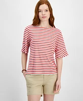 Tommy Hilfiger Women's Mixed-Stripe Crewneck Short-Sleeve Top