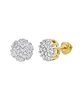 LuvMyJewelry Round Cut Natural Certified Diamond (0.93 cttw) 14k Yellow Gold Earrings Contemporary Stud Design