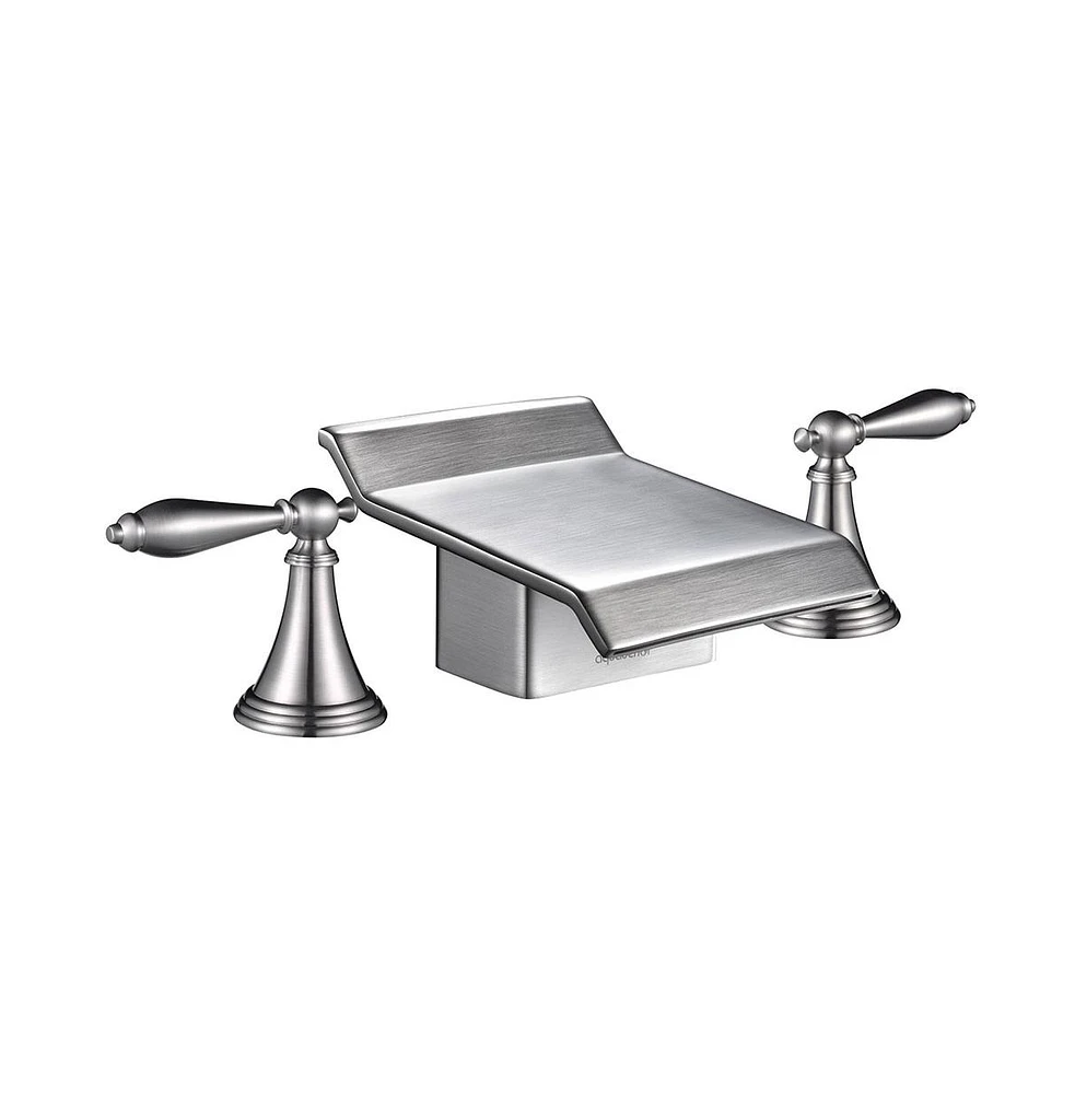 Yescom Tall Brushed Nickel Widespread Bath Sink/Roman Tub Waterfall Faucet