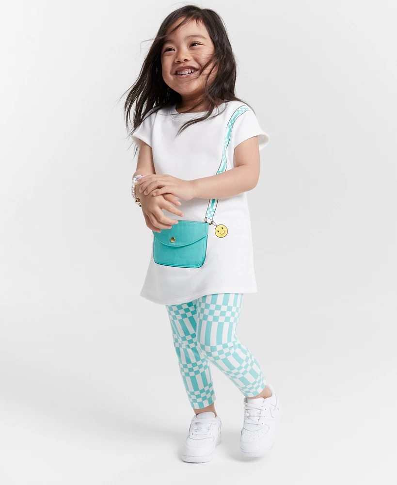 Epic Threads Toddler Girls 2-Pc. Smiley Charm Tunic & Check French Terry Leggings Set. Created for Macy's