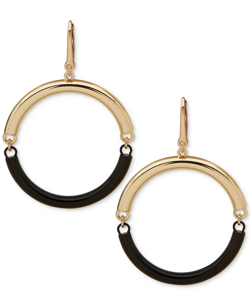 Dkny Gold-Tone & Color Spit Hoop Drop Earrings