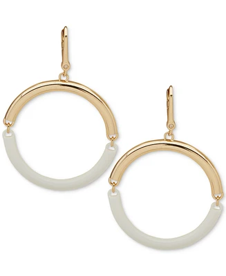 Dkny Gold-Tone & Color Spit Hoop Drop Earrings