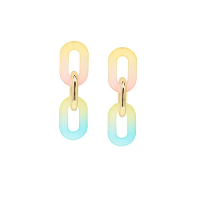Sohi Women's Gold Ombre Chainlink Drop Earrings
