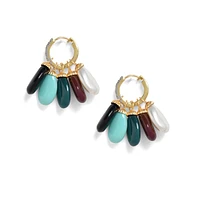 Sohi Women's Multicolor Charm Drop Hoop Earrings