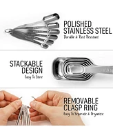 Zulay Kitchen Stainless Steel Measuring Spoons Set - Rectangular Metal Measuring Spoons with Slim Design for Narrow Spice Jars