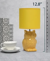 Simple Designs 12.8" Tall Contemporary Ceramic Owl Bedside Table Desk Lamp with Matching Fabric Shade