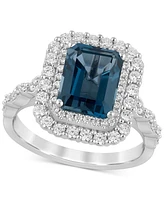 London Blue Topaz (2-7/8 ct. t.w.) & Diamond (7/8 Double Halo Bridal Set 14k White Gold