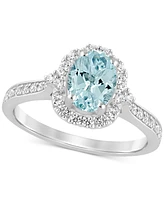 Aquamarine (1-1/8 ct. t.w.) & Diamond (1/2 Bridal Set 14k White Gold