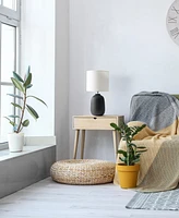 Simple Designs 20.4" Tall Traditional Ceramic Purled Texture Bedside Table Desk Lamp with White Fabric Drum Shade