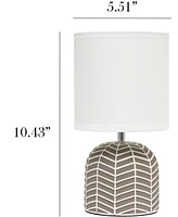 Simple Designs 10.43" Petite Contemporary Webbed Waves Base Bedside Table Desk Lamp with White Fabric Drum Shade