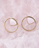 Barse Circle Genuine Pink Opal Triangle Stud Earrings