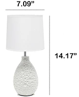 Creekwood Home Essentix 14.17" Traditional Ceramic Textured Thumbprint Tear Drop Shaped Table Desk Lamp