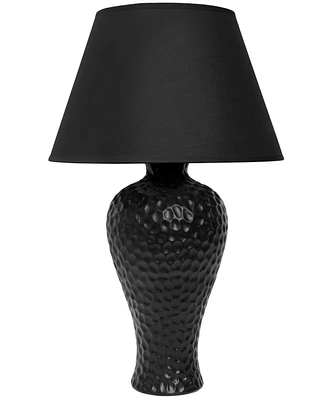 Creekwood Home Essentix 20.08" Traditional Ceramic Textured Imprint Winding Table Desk Lamp with Empire Fabric Shade