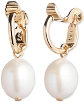 Lauren Ralph Lauren Gold-Tone White Freshwater Pearl (12mm) Drop Clip On Earrings