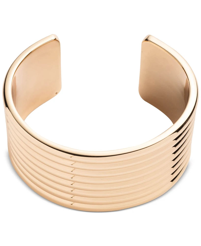 Lauren Ralph Lauren Gold-Tone Wide Ribbed Cuff Bracelet