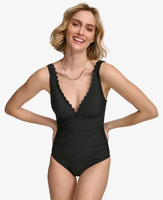 Calvin Klein Women's Scalloped-Neck One-Piece Swimsuit