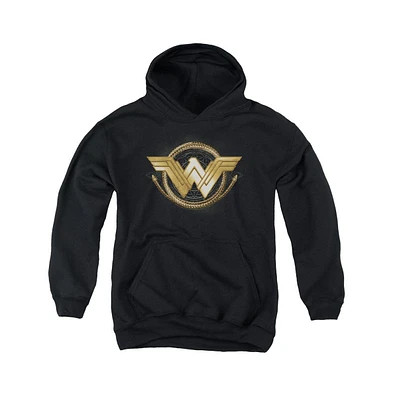 Wonder Woman Boys Movie Youth Lasso Logo Pull Over Hoodie / Hooded Sweatshirt