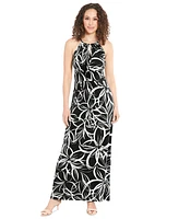 London Times Petite Floral-Print Maxi Dress