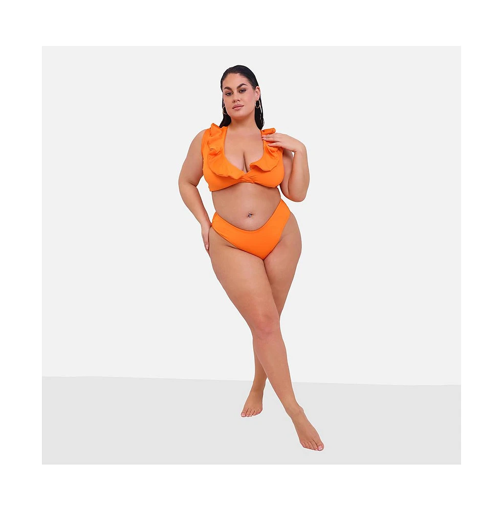 Rebdolls Plus Size Splash Ruffle Bikini Top
