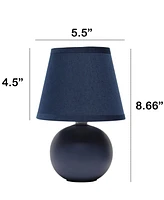 Creekwood Home Nauru 8.66" Traditional Petite Ceramic Orb Bedside Table Desk Lamp Two Pack Set, Tapered Drum Fabric Shade