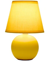 Creekwood Home Nauru 8.66" Traditional Petite Ceramic Orb Bedside Table Desk Lamp with Tapered Drum Fabric Shade