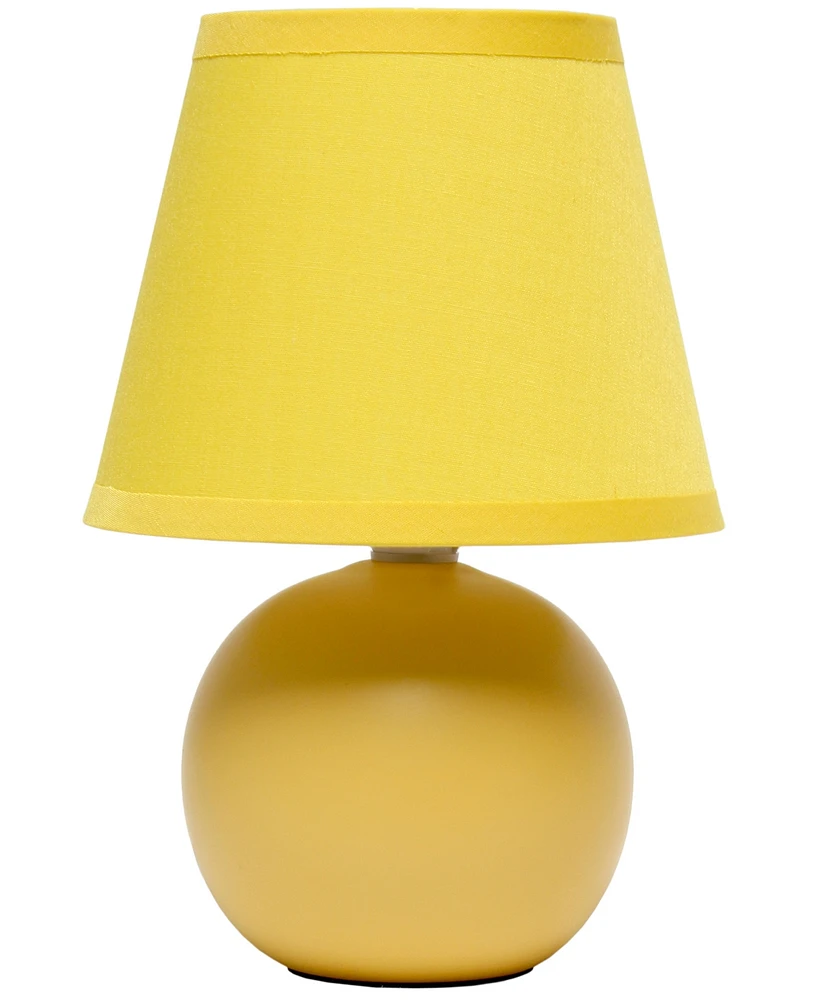 Creekwood Home Nauru 8.66" Traditional Petite Ceramic Orb Bedside Table Desk Lamp with Tapered Drum Fabric Shade