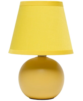 Creekwood Home Nauru 8.66" Traditional Petite Ceramic Orb Bedside Table Desk Lamp with Tapered Drum Fabric Shade