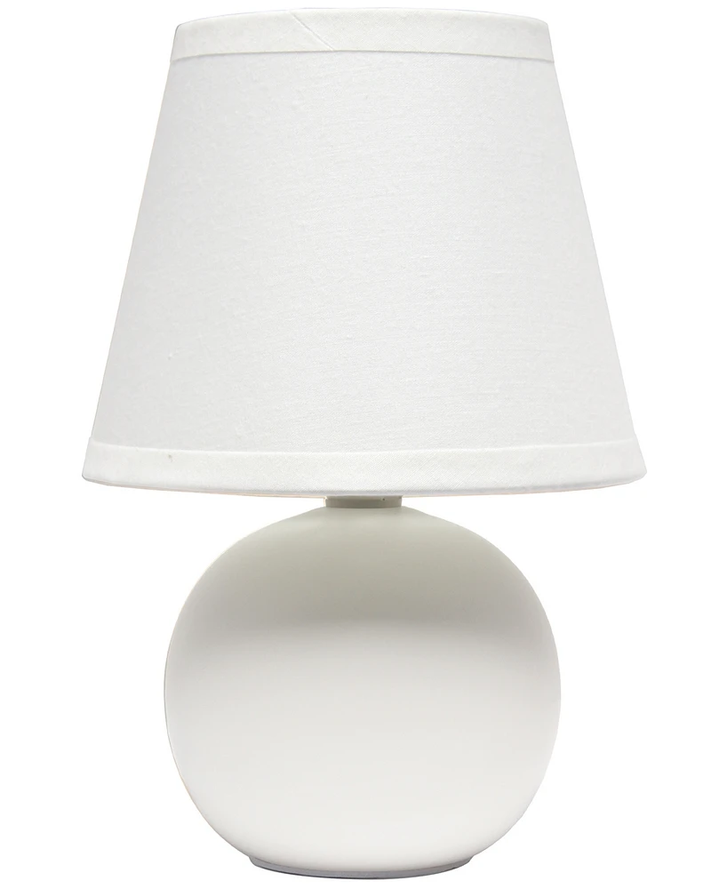 Creekwood Home Nauru 8.66" Traditional Petite Ceramic Orb Bedside Table Desk Lamp with Tapered Drum Fabric Shade