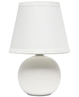 Creekwood Home Nauru 8.66" Traditional Petite Ceramic Orb Bedside Table Desk Lamp with Tapered Drum Fabric Shade
