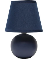 Creekwood Home Nauru 8.66" Traditional Petite Ceramic Orb Bedside Table Desk Lamp with Tapered Drum Fabric Shade