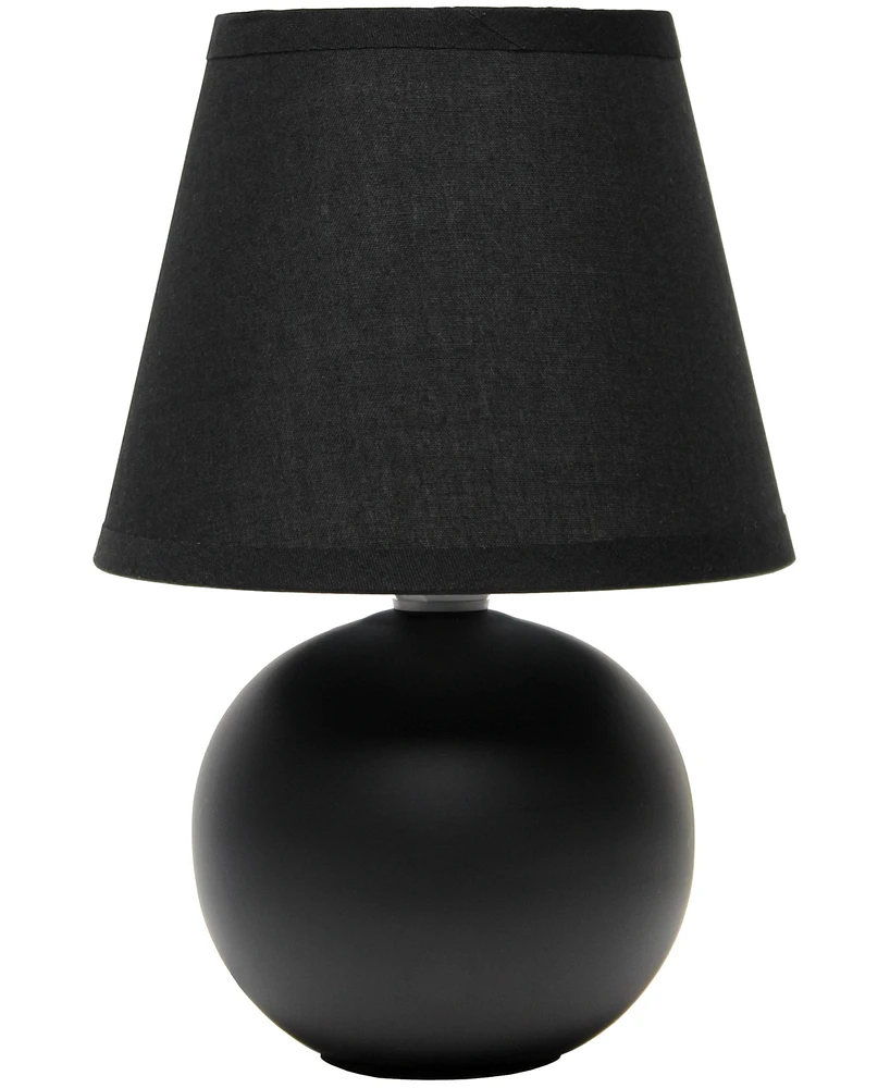 Creekwood Home Nauru 8.66" Traditional Petite Ceramic Orb Bedside Table Desk Lamp with Tapered Drum Fabric Shade