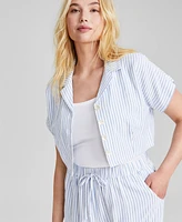 And Now This Women's Button-Front Linen Blend Shirt
