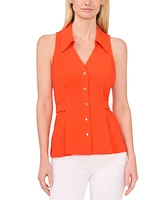 CeCe Women's Sleeveless Button Down Collared Blouse