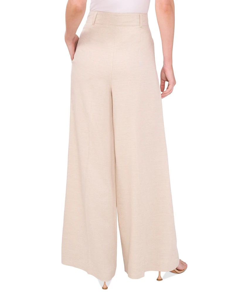 CeCe Women's Pleated High-Rise Wide-Leg Pants