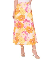 CeCe Women's Floral A-Line Midi Skirt