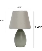 Creekwood Home Nauru 9.45" Traditional Petite Ceramic Oblong Bedside Table Desk Lamp Two Pack Set, Tapered Drum Fabric Shade
