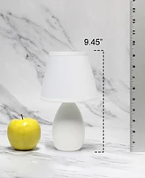 Creekwood Home Nauru 9.45" Traditional Petite Ceramic Oblong Bedside Table Desk Lamp with Tapered Drum Fabric Shade
