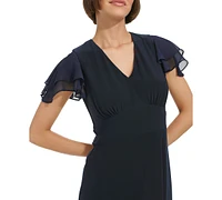 Tommy Hilfiger Women's Flutter-Sleeve Fit & Flare Dress